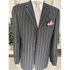 Paul Smith London Charcoal Pinstripe Suit Made in Italy Size 54 IT